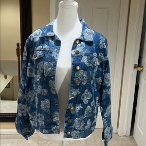 Floral Blue Jean Jacket